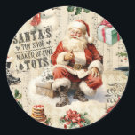 Pegatina Redonda Vintage Christmas Santa Claus<br><div class="desc">Vintage pegatina de Navidad de Santa Claus. Una adición festiva a la envoltura de regalos de tus Navidades. Diseñado para ti por Blackberry Boulevard.</div>