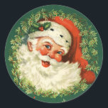 Pegatina Redonda Vintage Christmas Santa Claus<br><div class="desc">Vintage Christmas Santa Claus</div>