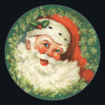 Pegatina Redonda Vintage Christmas Santa Claus<br><div class="desc">Vintage Christmas Santa Claus</div>