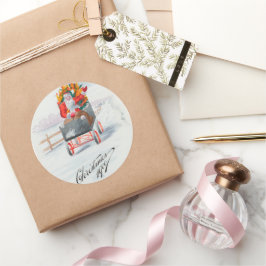 Pegatina Redonda Vintage christmas santa claus fiesta