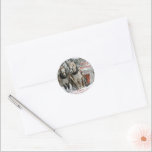 Pegatina Redonda Vintage Christmas, Sleigh Bells Return Address<br><div class="desc">Un hermoso Pegatina de Escena Vintage de Navidad con información de dirección de retorno. Para el personalizar con su nombre y dirección,  simplemente inserte su texto en nuestra plantilla sencilla.</div>