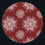Pegatina Redonda Vintage Christmas Snowflakes Red Blizzard Pattern<br><div class="desc">Navidades de ilustracion vintage de vacaciones de invierno diseño con un patrón con una ráfaga de copos de nieve de plata cayendo del cielo. Borrar el fondo para que pueda cambiar el rojo a cualquier color que desee. ¡Haz clic en "personalizar"!</div>