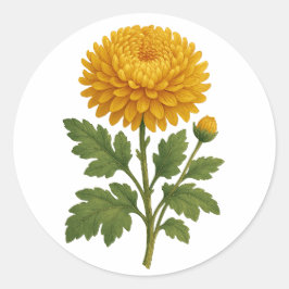 Pegatina Redonda Vintage Chrysanthemum sticker - round