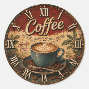 Pegatina Redonda Vintage Coffee 
