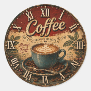 Pegatina Redonda Vintage Coffee