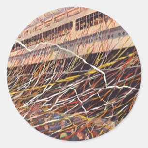 Pegatina Redonda Vintage Cruise Ship Vacation; Bon Voyage Fiesta!