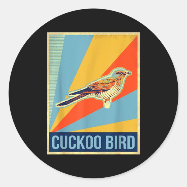 Pegatina Redonda Vintage Cuckoo Bird T Shirt  (Anverso)