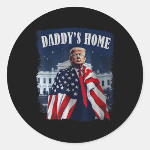 Pegatina Redonda Vintage Daddys Home 2024 Trump Recupera Estados Un
