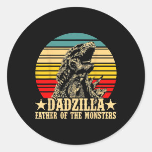 Pegatina Redonda Vintage Dadzilla Padre De Los Monstruos