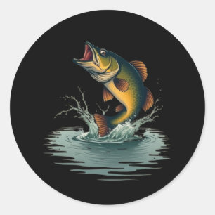 Pegatina Redonda Vintage de la aventura de la pesca de bajura