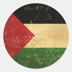 Pegatina Redonda Vintage de la bandera palestina