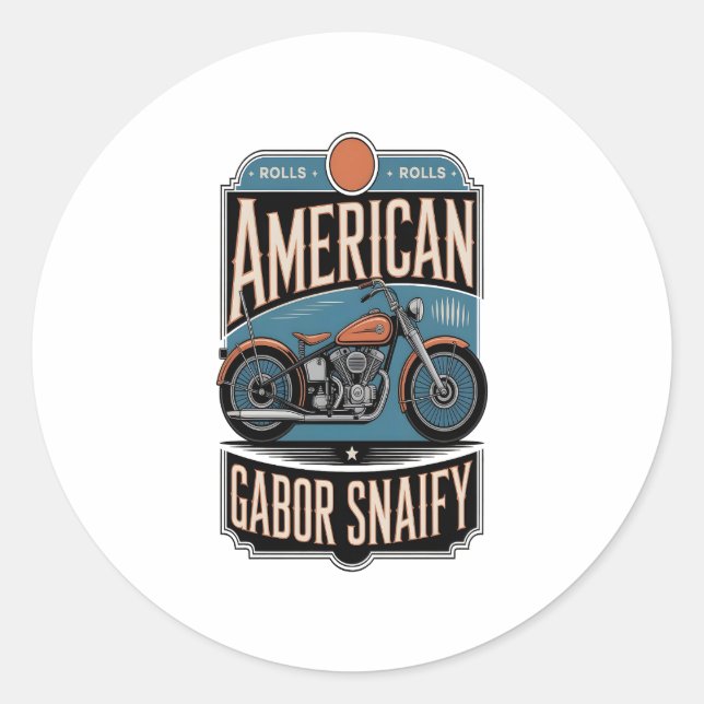 Pegatina Redonda Vintage de motocicleta estadounidense (Anverso)