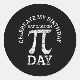 Pegatina Redonda Vintage del Día de la Matemática de Cumpleaños de 