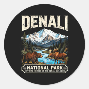 Pegatina Redonda Vintage Denali 30 Club excursionista del Parque Na
