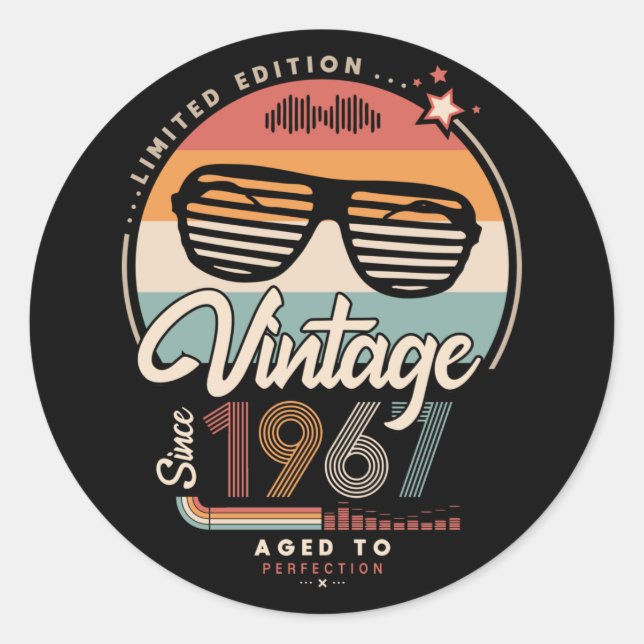 Pegatina Redonda Vintage desde 1967 (Anverso)