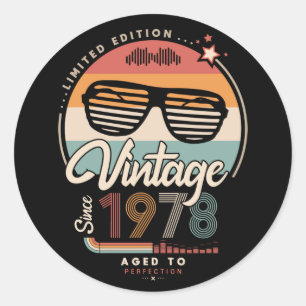 Pegatina Redonda Vintage desde 1978