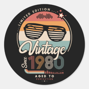 Pegatina Redonda Vintage desde 1980