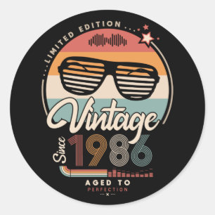 Pegatina Redonda Vintage desde 1986