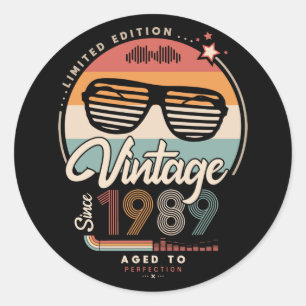 Pegatina Redonda Vintage desde 1989