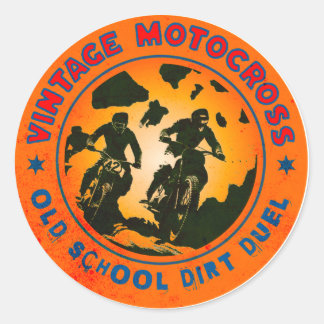 PEGATINA REDONDA VINTAGE DIRT BIKE RACE