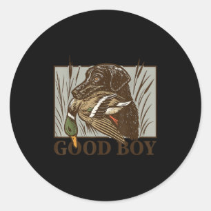 Pegatina Redonda Vintage Dog Good Boy Duck Hunting Labrador Recuper