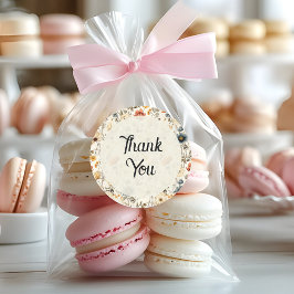 Pegatina Redonda Vintage Dried Wildflower Burgundy Pink Yellow