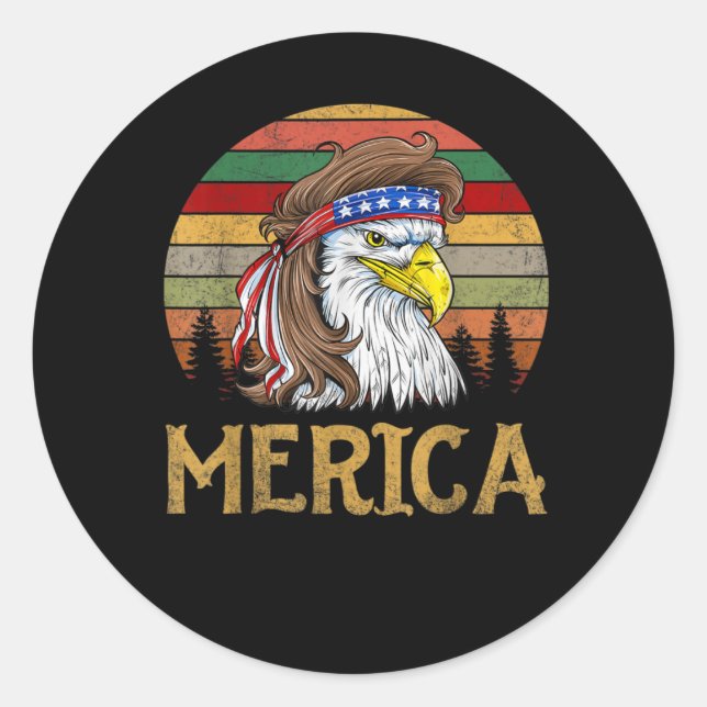 Pegatina Redonda Vintage Eagle Merica Indios (Anverso)