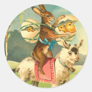 Pegatina Redonda Vintage Easter Bunny Pegatinas