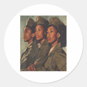 Pegatina Redonda Vintage Ejército Estadounidense Mujeres De La Herm