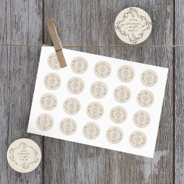 Pegatina Redonda Vintage Elegant Minimalist Wedding Sticker