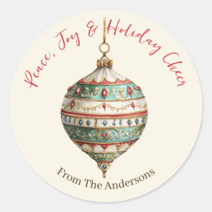 Pegatina Redonda Vintage Elegant Ornament Personalizado Navidades d