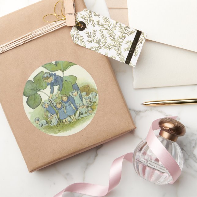 Pegatina Redonda Vintage Elsa Beskow Flower Fairy (Regalar)