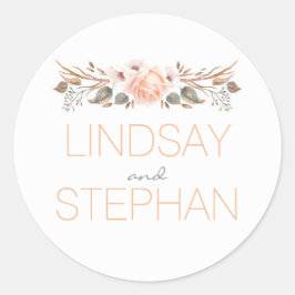 Pegatina Redonda Vintage Fall Woodland Garden Watercolor Boda