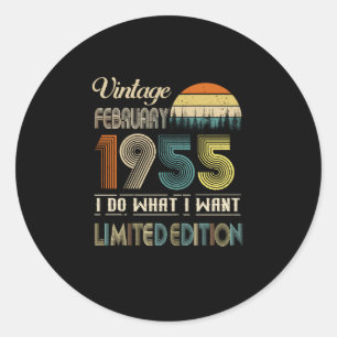 Pegatina Redonda Vintage Febrero 1955 Hago Lo Que Quiero Limitado