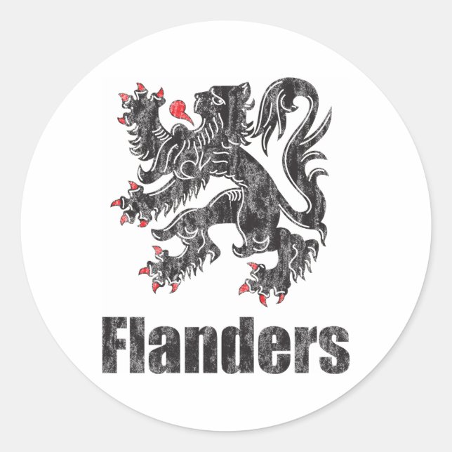 Pegatina Redonda Vintage Flanders (Anverso)