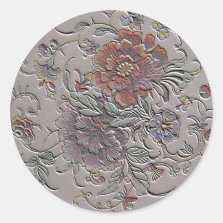Pegatina Redonda Vintage Floral