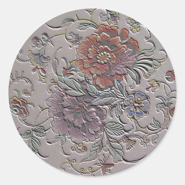 Pegatina Redonda Vintage Floral (Anverso)
