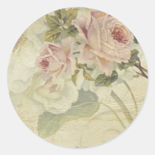 Pegatina Redonda vintage floral