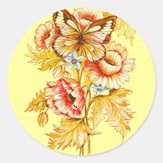 Pegatina Redonda Vintage Floral