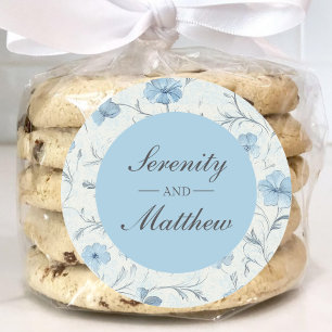 Pegatina Redonda Vintage Floral Blue Country Garden Elegante Boda