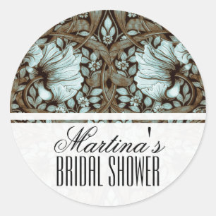 Pegatina Redonda Vintage Floral Bridal Shower