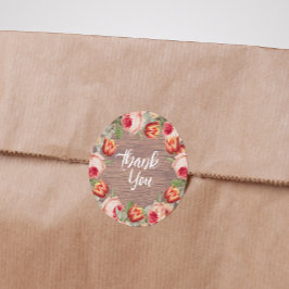 Pegatina Redonda Vintage Floral Rustic Farm Barn Boda Gracias