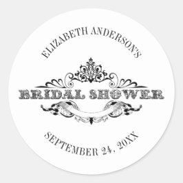 Pegatina Redonda Vintage Frame Bridal Shower