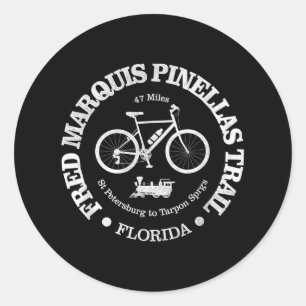 Pegatina Redonda Vintage Fred Marquis Pinellas Trail Ciclismo Flori