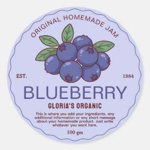 Pegatina Redonda Vintage Fruit Blueberry Jam Producto casero