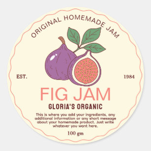 Pegatina Redonda Vintage Fruit Fig Jam Producto casero
