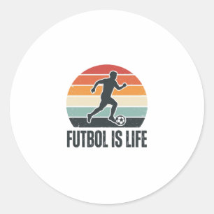 Pegatina Redonda Vintage Futbol Es Vida Diseño De Camiseta De Jugad