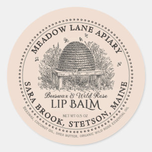 Pegatina Redonda Vintage Garden Skep Beeswax Lip Balm