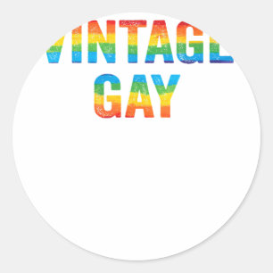 Pegatina Redonda Vintage Gay Rainbow LGBTQ angustiado Orgullo gay L