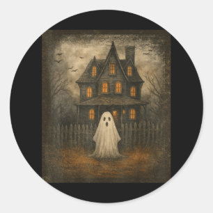 Pegatina Redonda Vintage Ghost Boo embrujó los disfraces de Hallowe